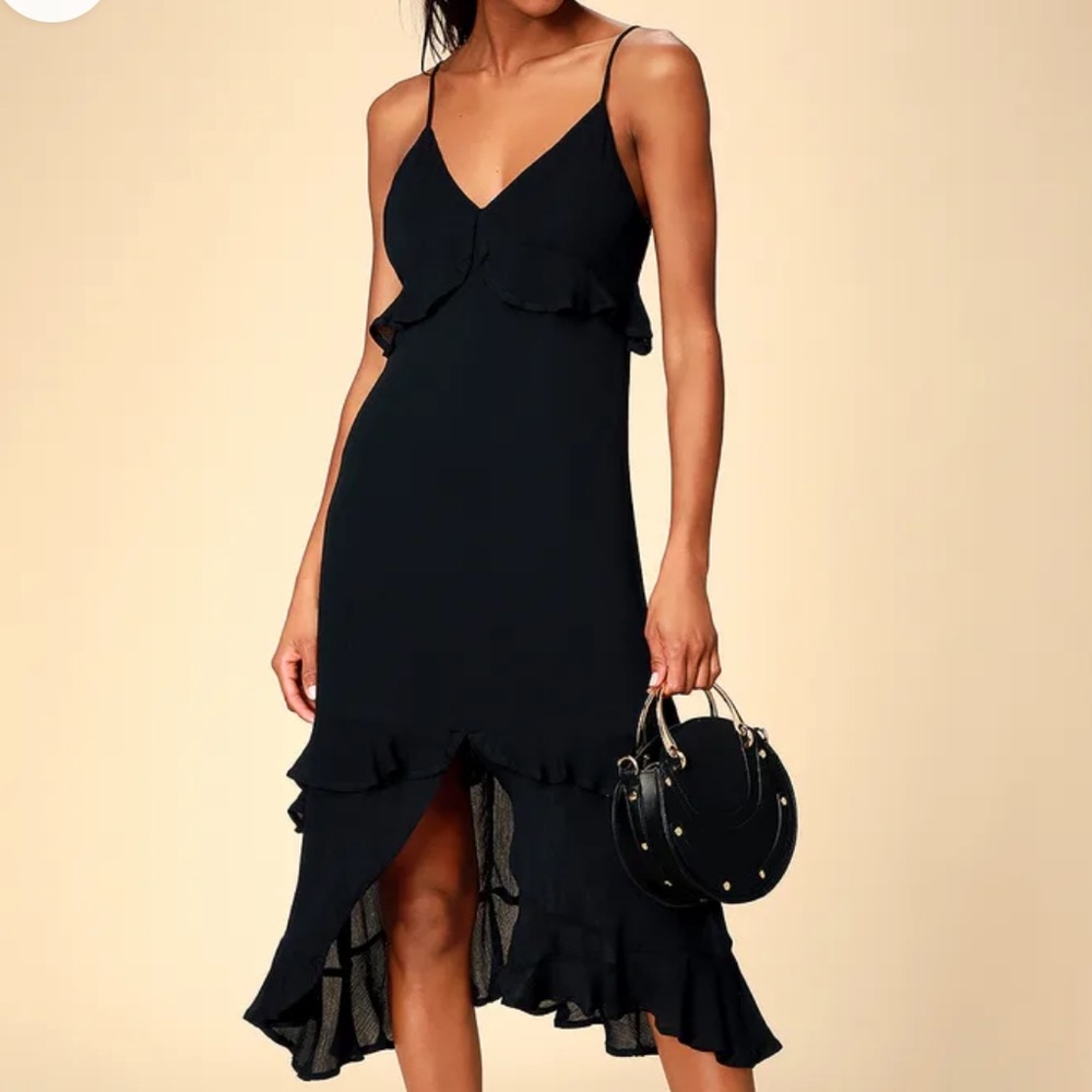 Black ruffled Midi dress - NWT, Never worn